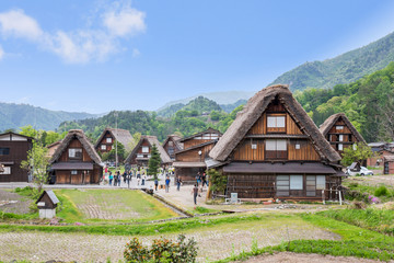 Historical Japanese Village - Shirakawago in spring, travel landmark of Japan