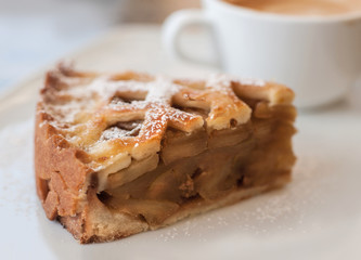breakfast with apple pie and coffee
