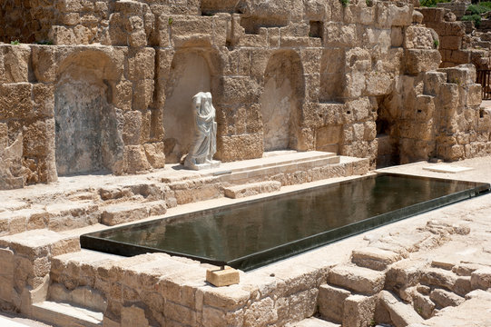 Roman ruins in Caesarea. Israel 
