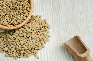 lentils, on table cloth, background, close up