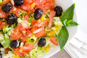 Healthy farm fresh Mediterranean salad