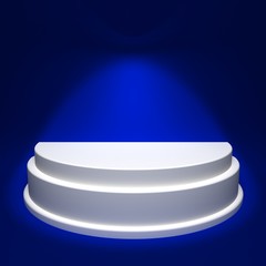 Blue Background with White Podium