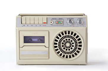 Obraz premium Old white tape recorder from USSR