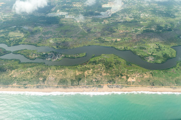 Aerial view of the shores of Cotonou, Benin .