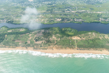 Aerial view of the shores of Cotonou, Benin .