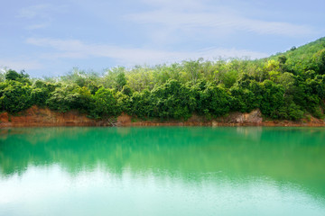 Green water lake in the Mountains.