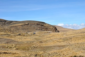 Surroundings mountain lake Titicaca. Bolivia