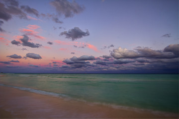 Sunset on the Caribbean beach.