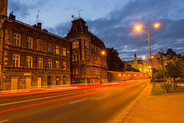 Bielsko-Biala city street at evening