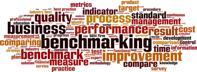 Benchmarking word cloud concept. Vector illustration