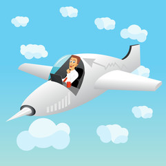 businessman working on laptop in plane