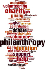 Obraz premium Philanthropy word cloud concept. Vector illustration