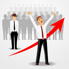 business man raising his hands up