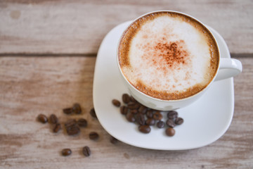 cappuccino coffee with coffee bean