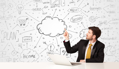 Business man with business concept background