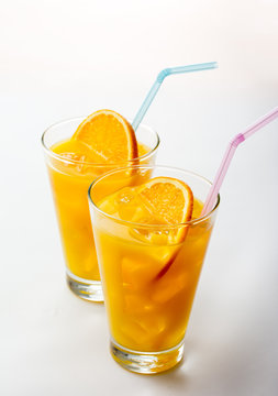 Orange juice that went into the glass