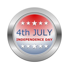 4th July Independence Day With Stars Silver Button