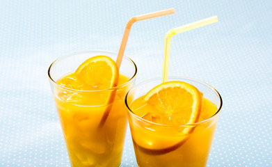 Orange juice that went into the glass