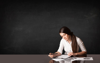 Businesswoman with black background