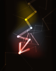 Glowing arrow in dark space