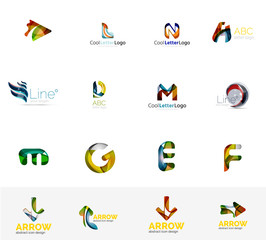 Set of universal company logo ideas, business icon collection