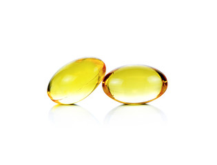 fish oil capsules isolated on the white background