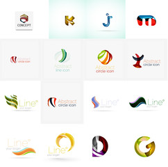 Set of universal company logo ideas, business icon collection