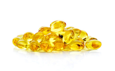 fish oil capsules isolated on the white background