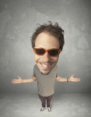 Funny person with big head