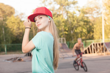 Teen girl at skatepark