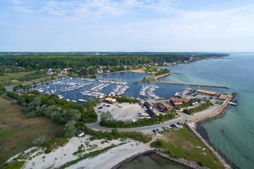 Aerial view of Nivaa harbour in Denmark