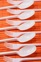 Plastic forks and spoons 