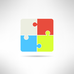 Two on two puzzle icon. Riddle concept. Vector illustration