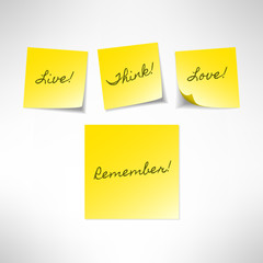 Yellow note sticker with message. Paper reminder. Vector