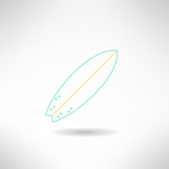 Surfboards icon in simple design. Surfing board with shadow