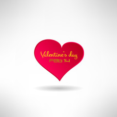 Red heart icon with valentines text and date on it. Love concept
