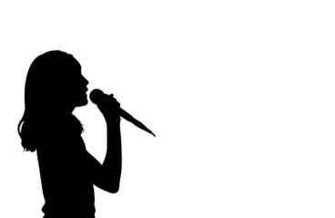 girl singing silhouette - vector