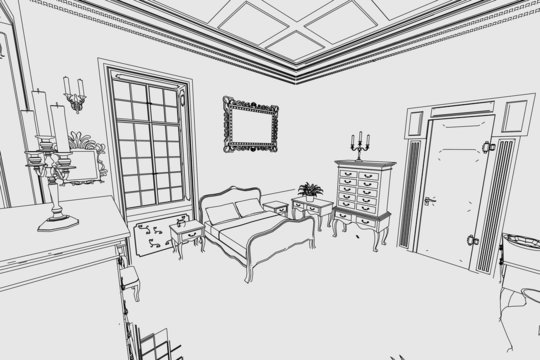 cartoon image of manor interior