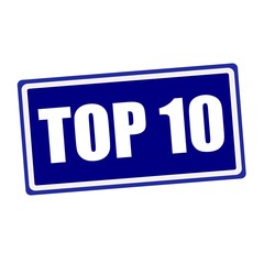 Top 10 white stamp text on blue background