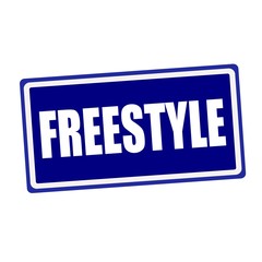 Freestyle white stamp text on blue background