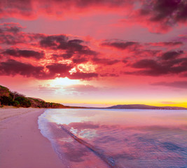Naklejka premium pink sunset in Mugoni beach