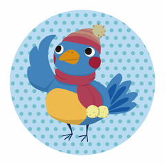winter animal bird flat icon elements background,eps10