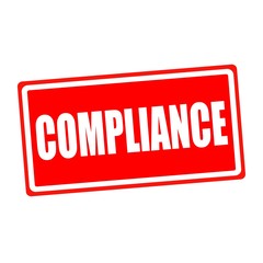 Compliance white stamp text on red backgroud