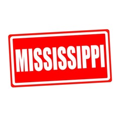 Mississippi white stamp text on red backgroud