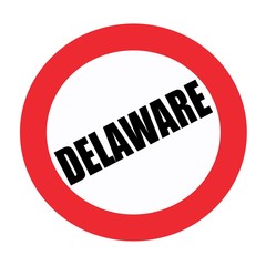 Delaware black stamp text on white