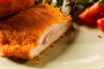 Cutlet Cordon Bleu with salad