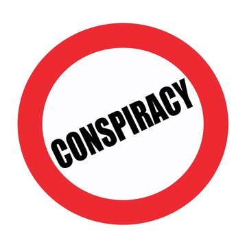 Conspiracy black stamp text on white