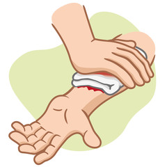 First Aid compression injury in the arm