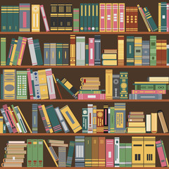 bookshelf, books on a shelves in library