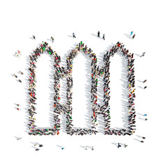 people in the shape of a fence.